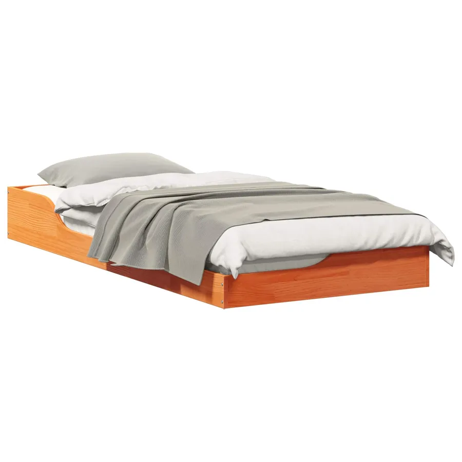 Cadre de lit Brun cire 100 x 200 cm Pin massif - 2