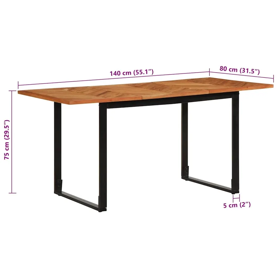 Table à manger 160x80x75 cm bois massif d'acacia - 9