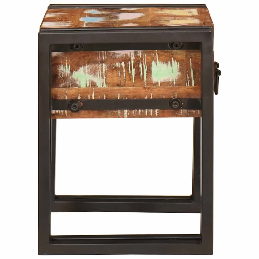 Table d'appoint avec tiroir 30 x 30 x 40 cm Bois Recyclé Solide - 6