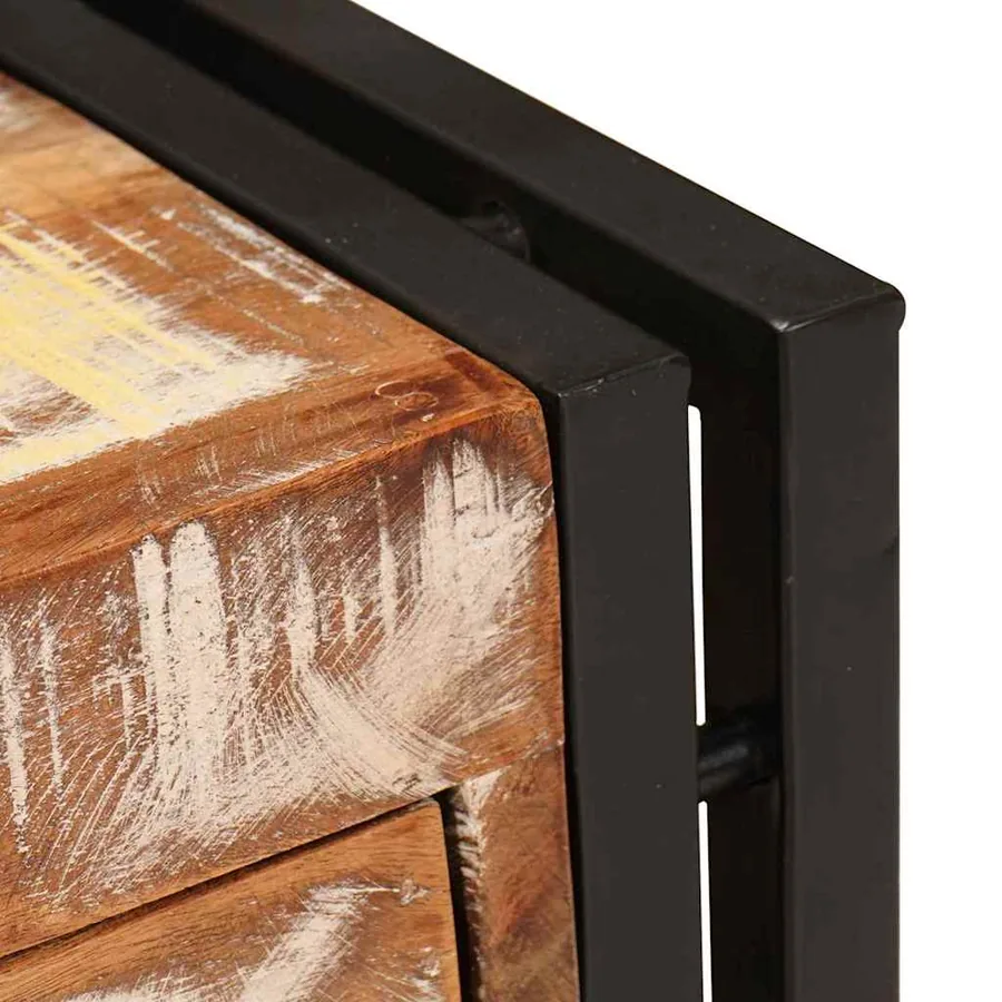 Table d'appoint avec tiroir 30 x 30 x 40 cm Bois Recyclé Solide - 8