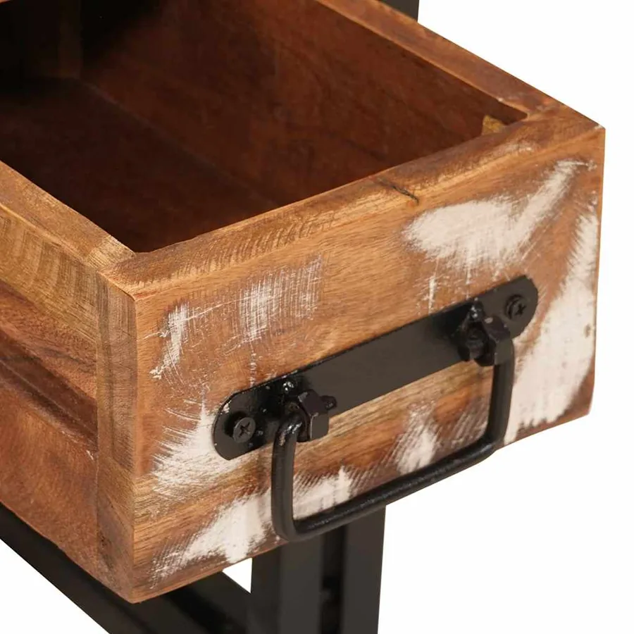 Table d'appoint avec tiroir 30 x 30 x 40 cm Bois Recyclé Solide - 9