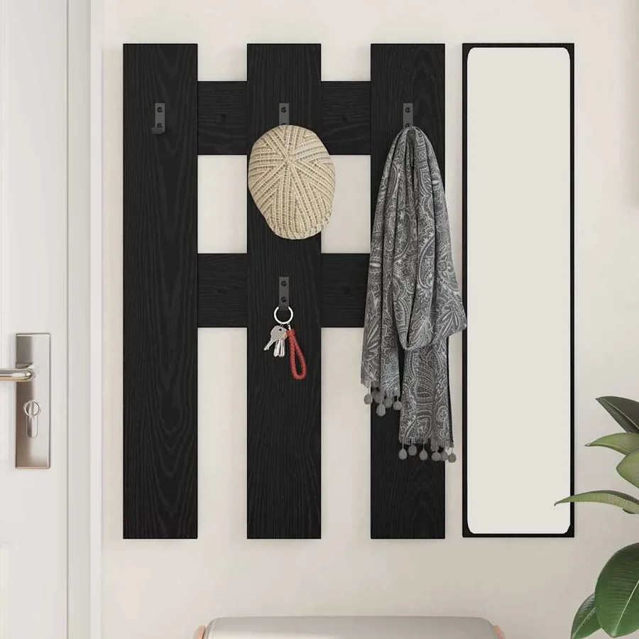 Porte-manteau mural Montage mural Chêne noir 65 x 3 x 100 cm - 4