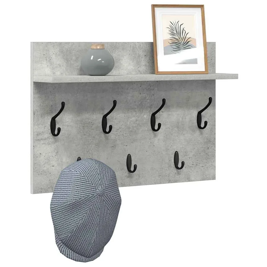 Porte-manteau mural avec étagère Gris béton 60 x 40 x 12 cm - 3