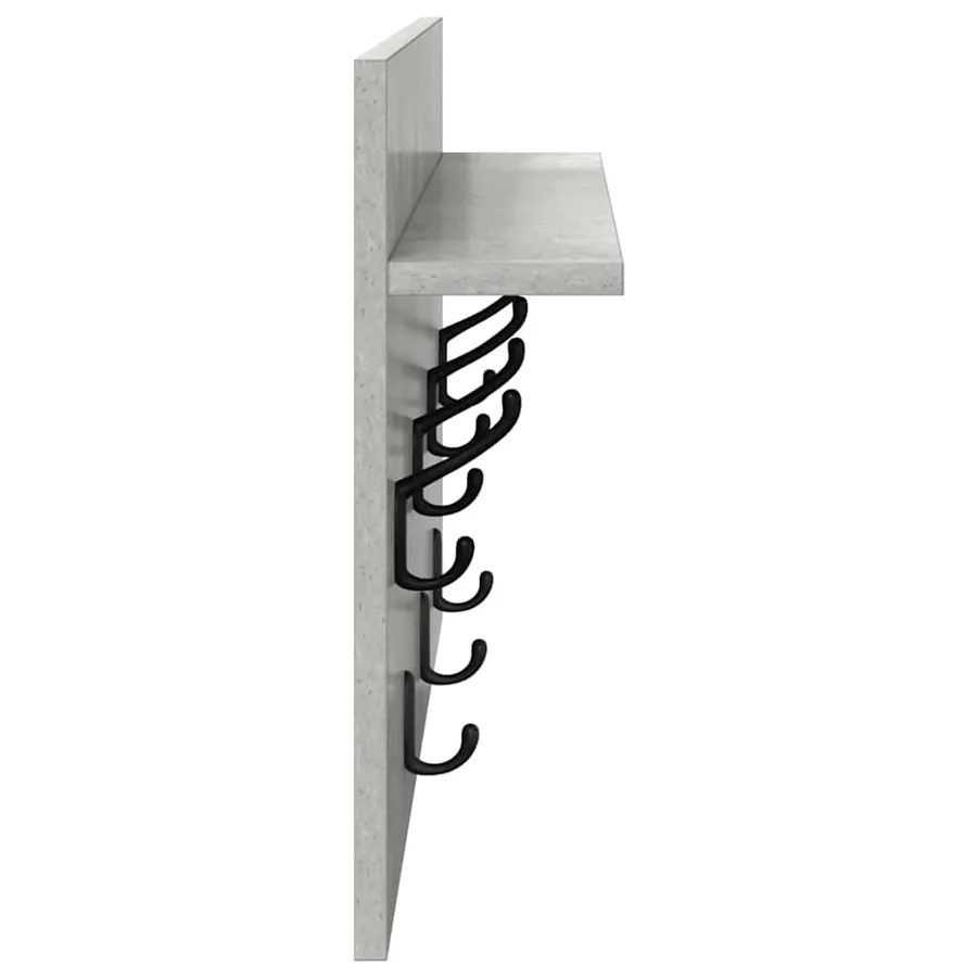 Porte-manteau mural avec étagère Gris béton 60 x 40 x 12 cm - 6