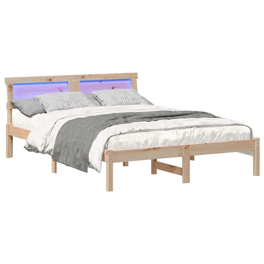 Cadre de lit avec tête de lit Marron 140 x 190 cm Pin massif - 3