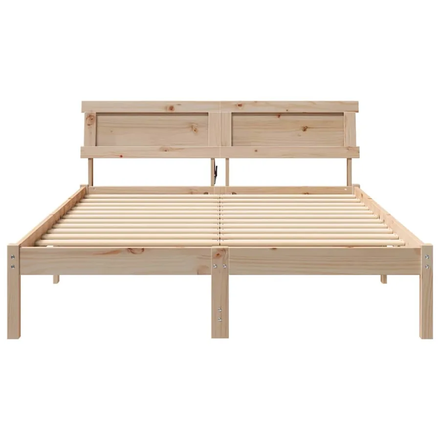 Cadre de lit avec tête de lit Marron 140 x 190 cm Pin massif - 5