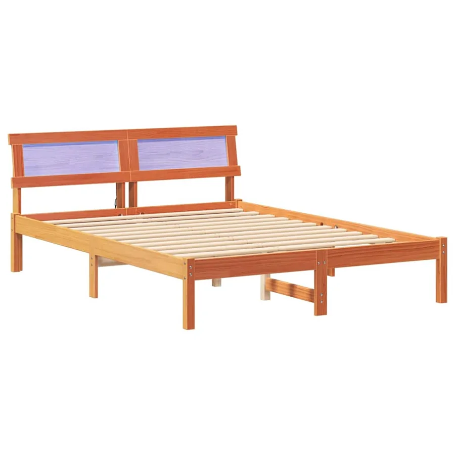 Cadre de lit avec tête de lit Brun cire 120 x 190 cm Pin massif - 2