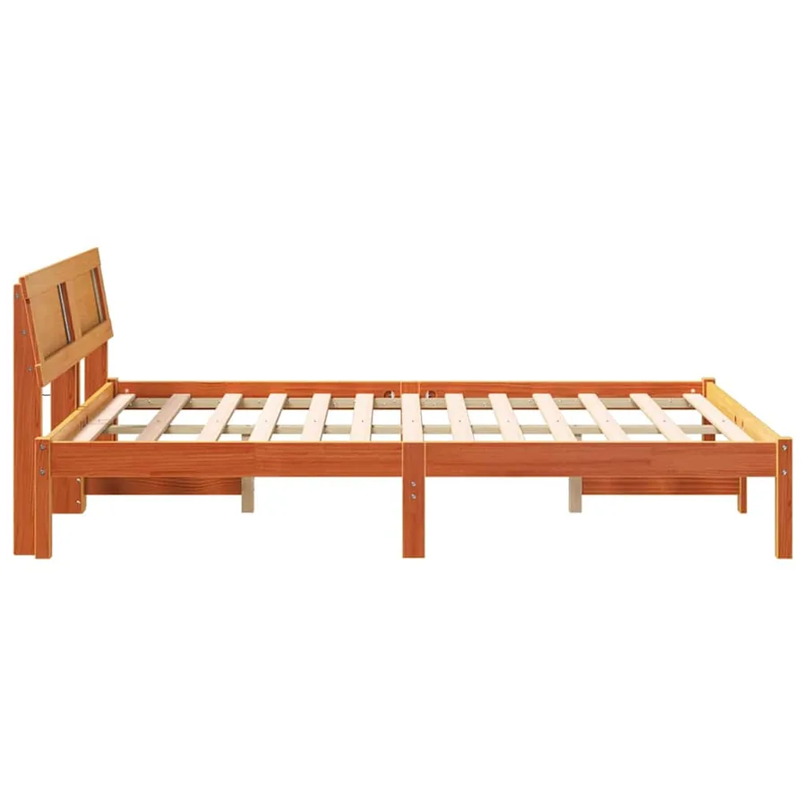 Cadre de lit avec tête de lit Brun cire 120 x 190 cm Pin massif - 6