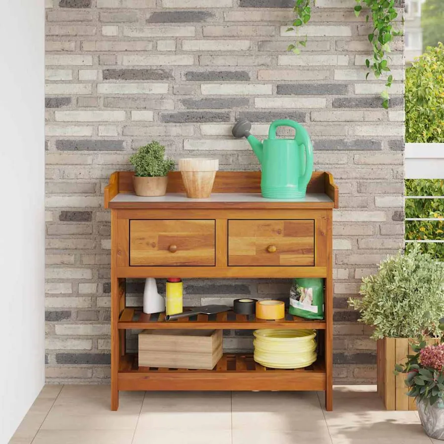 Armoire de jardin avec tiroir Naturel 78 x 36,5 x 78 cm - 4