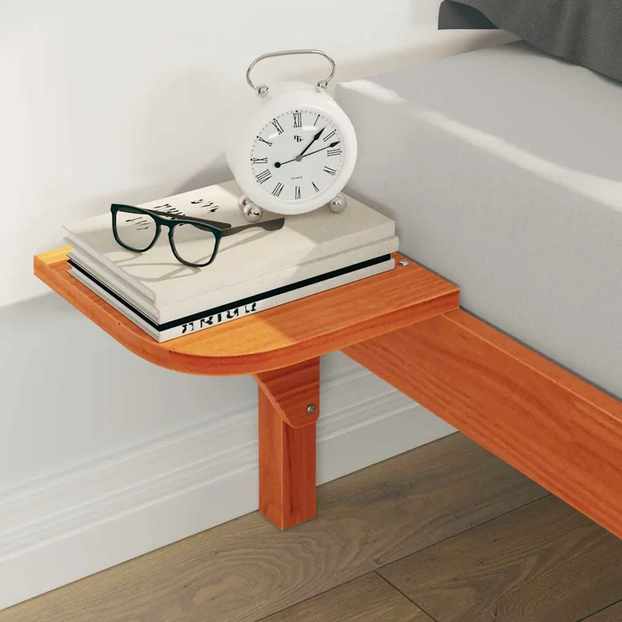 Cadre de lit avec tables de chevet Brun cire 140 x 220 cm - 4