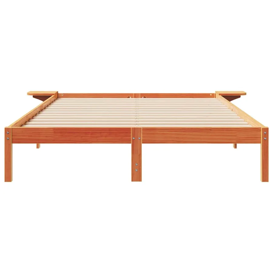 Cadre de lit avec tables de chevet Brun cire 140 x 220 cm - 5