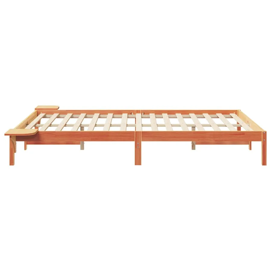Cadre de lit avec tables de chevet Brun cire 140 x 220 cm - 6