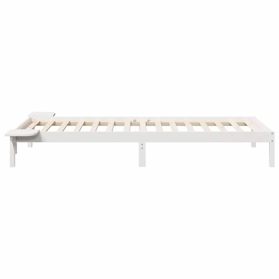 Cadre de lit avec tables de chevet Blanc 90 x 220 cm Pin massif - 6