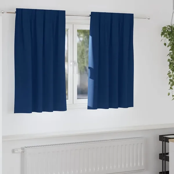 Rideaux occultants avec anneaux 2 pcs Bleu foncé 140 x 140 cm