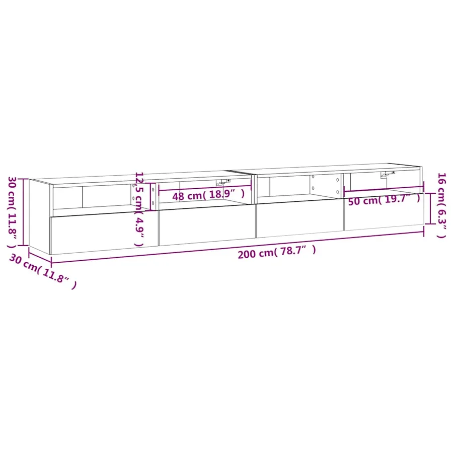 Meubles TV muraux 2 pcs blanc 100x30x30 cm bois d'ingénierie - 13