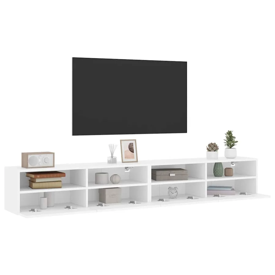 Meubles TV muraux 2 pcs blanc 100x30x30 cm bois d'ingénierie - 5
