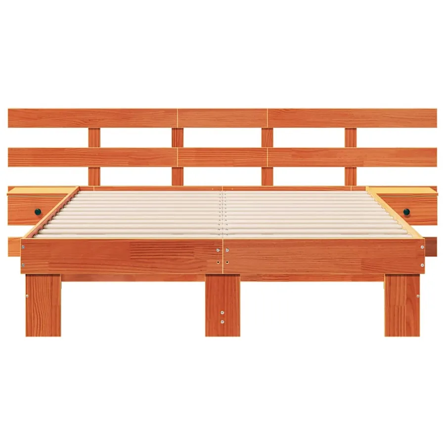Cadre de lit avec tête de lit Marron 140 x 190 cm Pin massif - 5