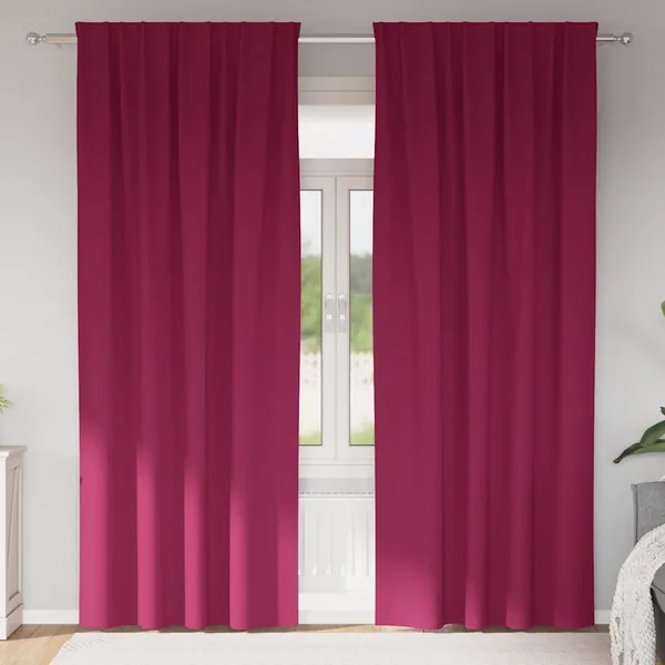 Rideaux occultants avec anneaux 2 pcs Bordeaux 225 x 140 cm