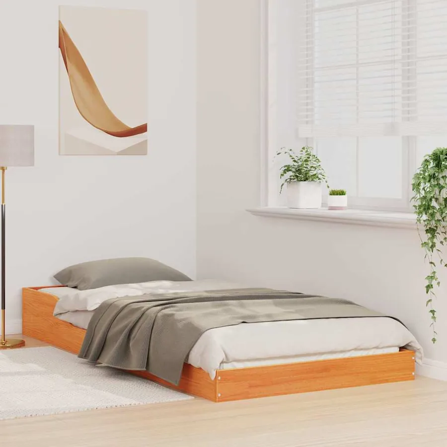 Cadre de lit Brun cire 100 x 200 cm Pin massif - 4