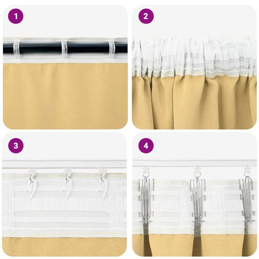 Rideaux occultants avec anneaux 2 pcs Beige 225 x 140 cm - 7