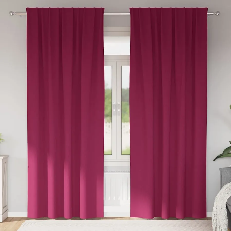 Rideaux occultants avec anneaux 2 pcs Bordeaux 260 x 140 cm