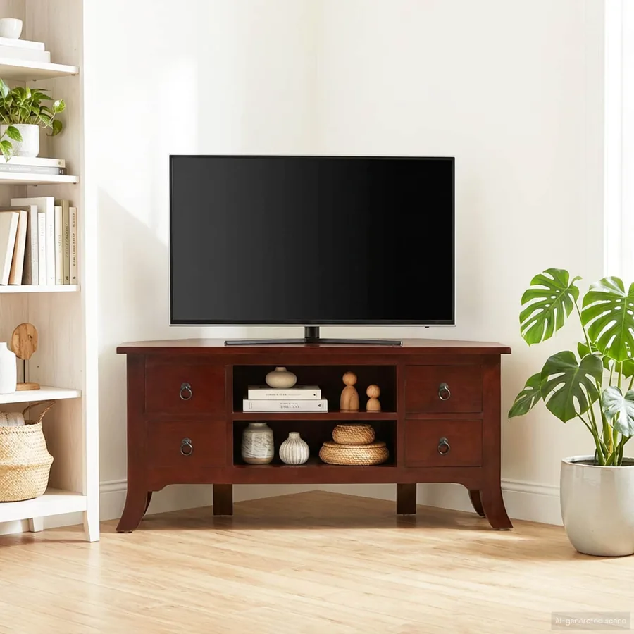 Meuble TV Marron 100 x 40,5 x 46 cm Bois de Mahogany Massif