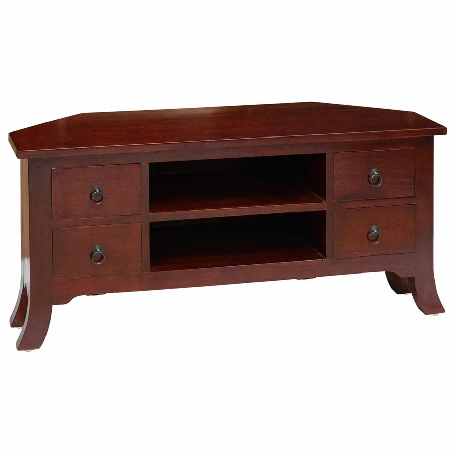 Meuble TV Marron 100 x 40,5 x 46 cm Bois de Mahogany Massif - 2