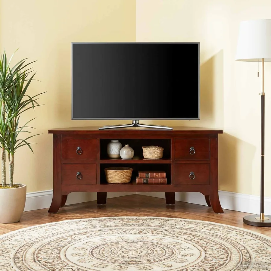 Meuble TV Marron 100 x 40,5 x 46 cm Bois de Mahogany Massif - 3
