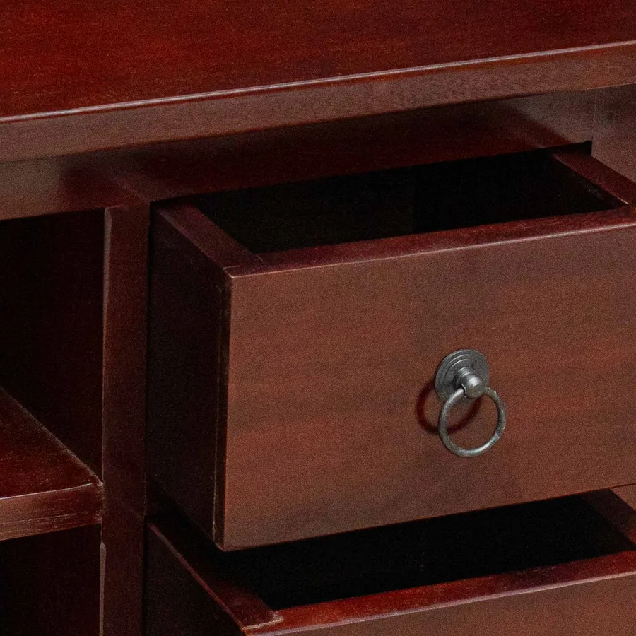 Meuble TV Marron 100 x 40,5 x 46 cm Bois de Mahogany Massif - 8