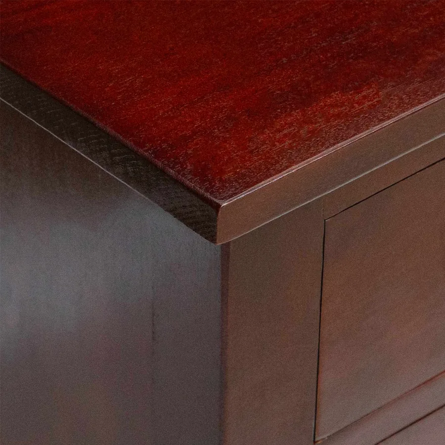 Meuble TV Marron 100 x 40,5 x 46 cm Bois de Mahogany Massif - 9