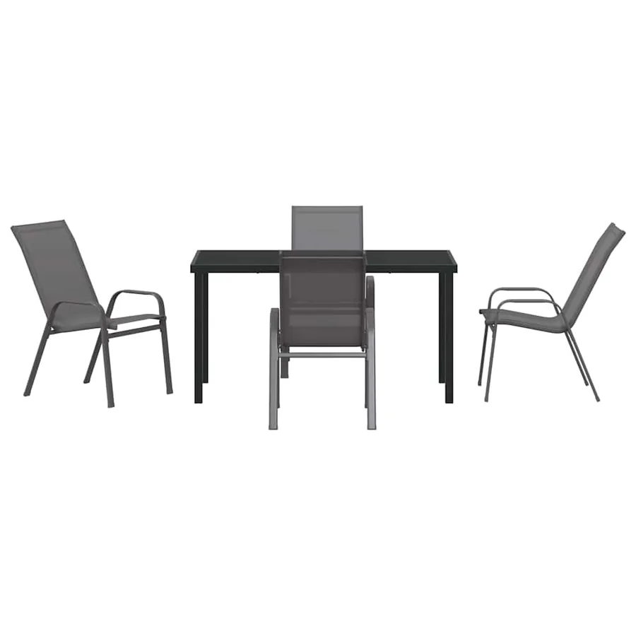 Ensemble de salle à manger pour jardin 5 pcs Gris et Noir - 7