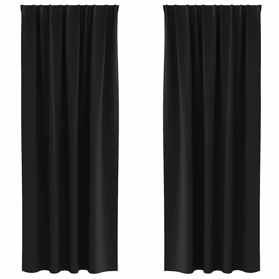 Rideaux occultants avec anneaux 2 pcs Noir 245 x 140 cm - 2