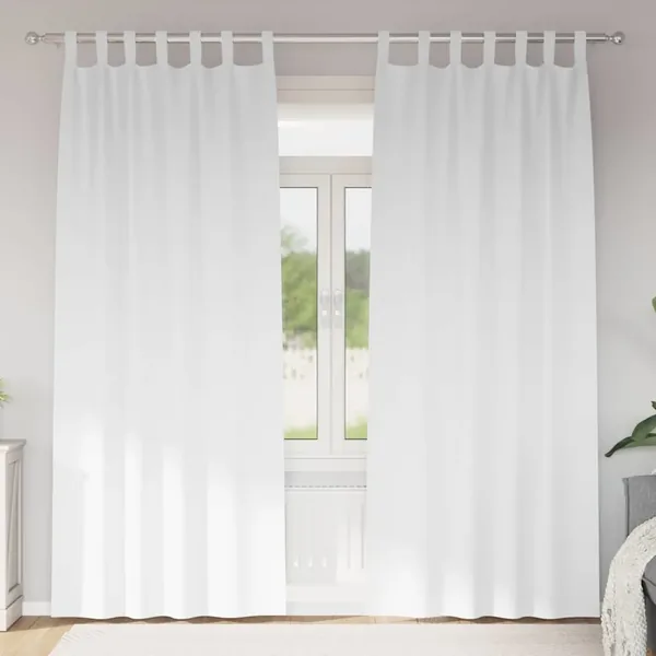 Rideaux occultants avec anneaux 2 pcs Blanc pur 260 x 140 cm
