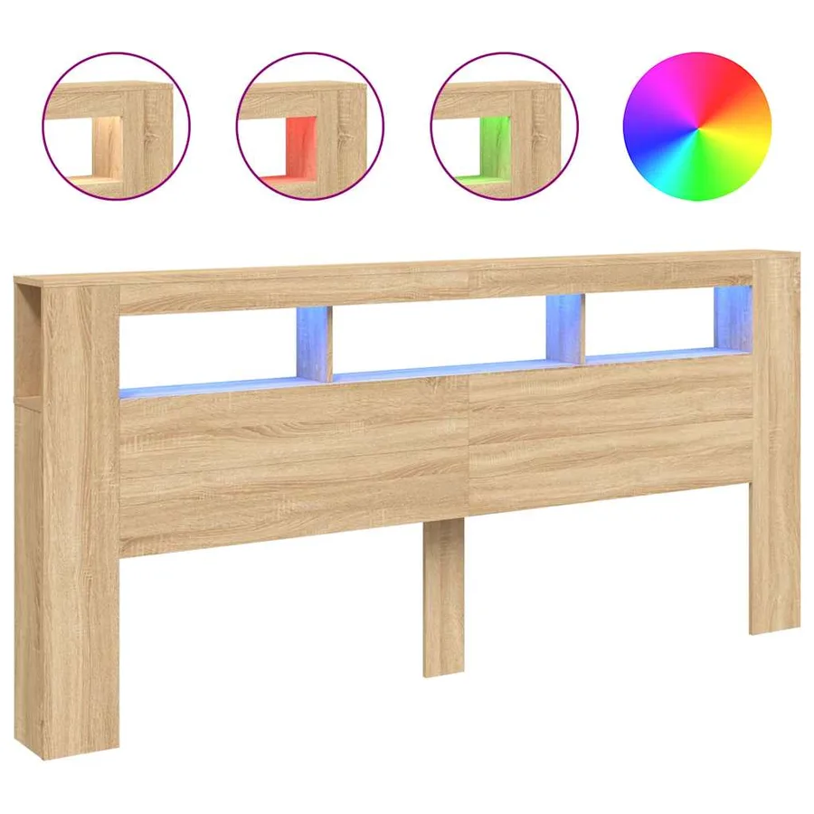Tête de lit à LED chêne sonoma 220x18,5x103,5cm bois ingénierie - 2