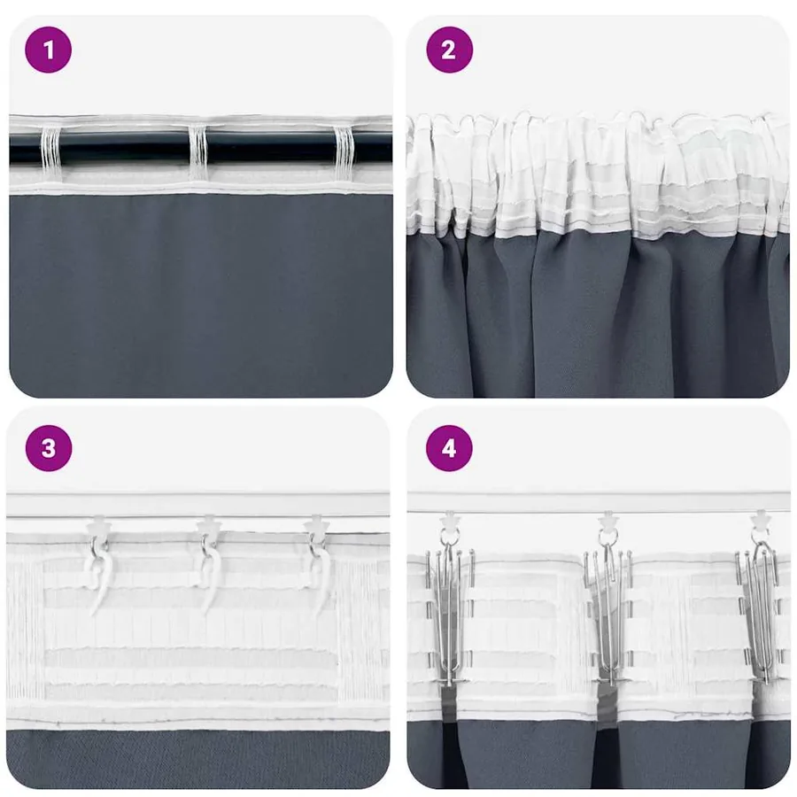 Rideaux occultants avec anneaux 2 pcs Anthracite 260 x 140 cm - 7