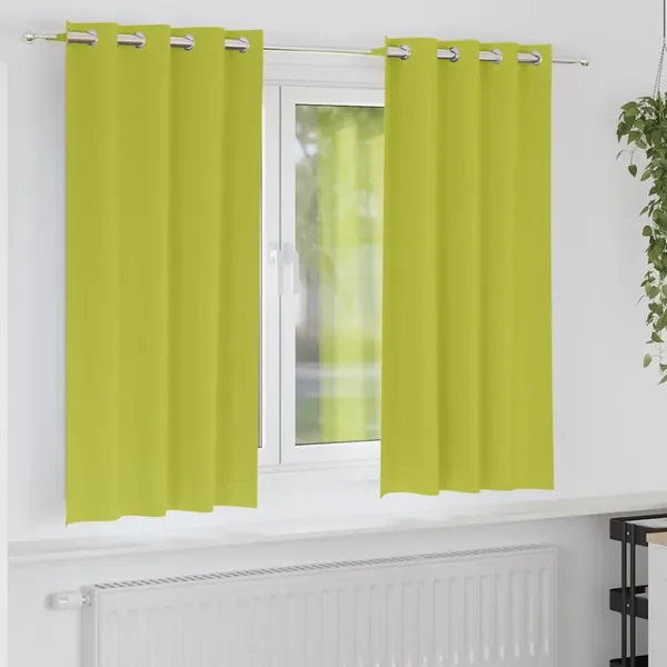 Rideaux occultants avec anneaux 2 pcs Vert 175 x 140 cm