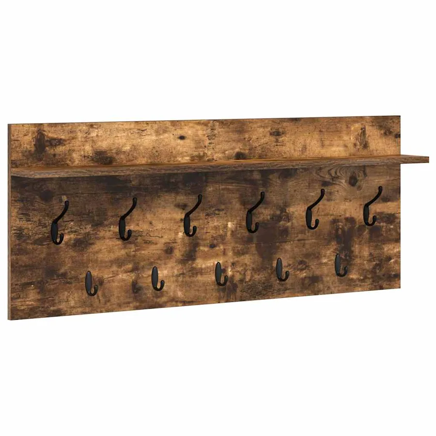 Porte-manteau mural avec étagère Chêne fumé 100 x 40 x 12 cm - 2