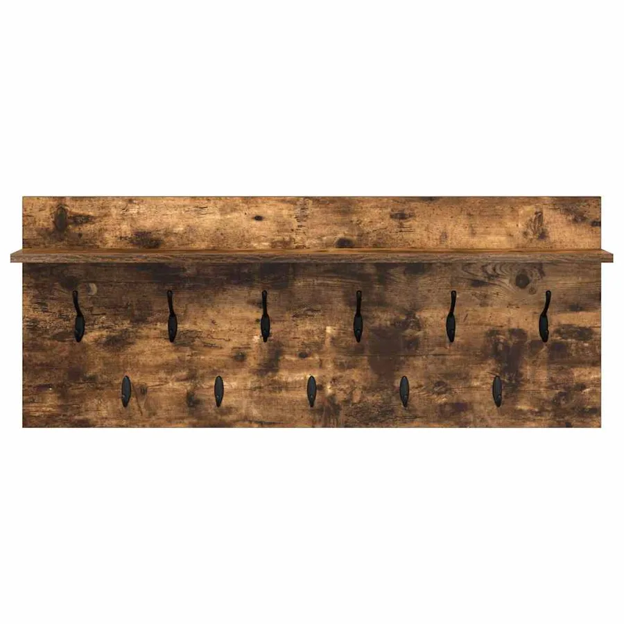 Porte-manteau mural avec étagère Chêne fumé 100 x 40 x 12 cm - 5