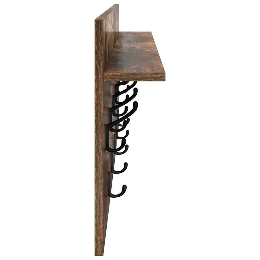 Porte-manteau mural avec étagère Chêne fumé 100 x 40 x 12 cm - 6