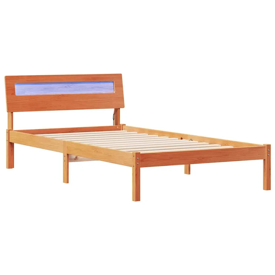 Cadre de lit avec tête de lit Brun cire 75 x 190 cm Pin massif - 2