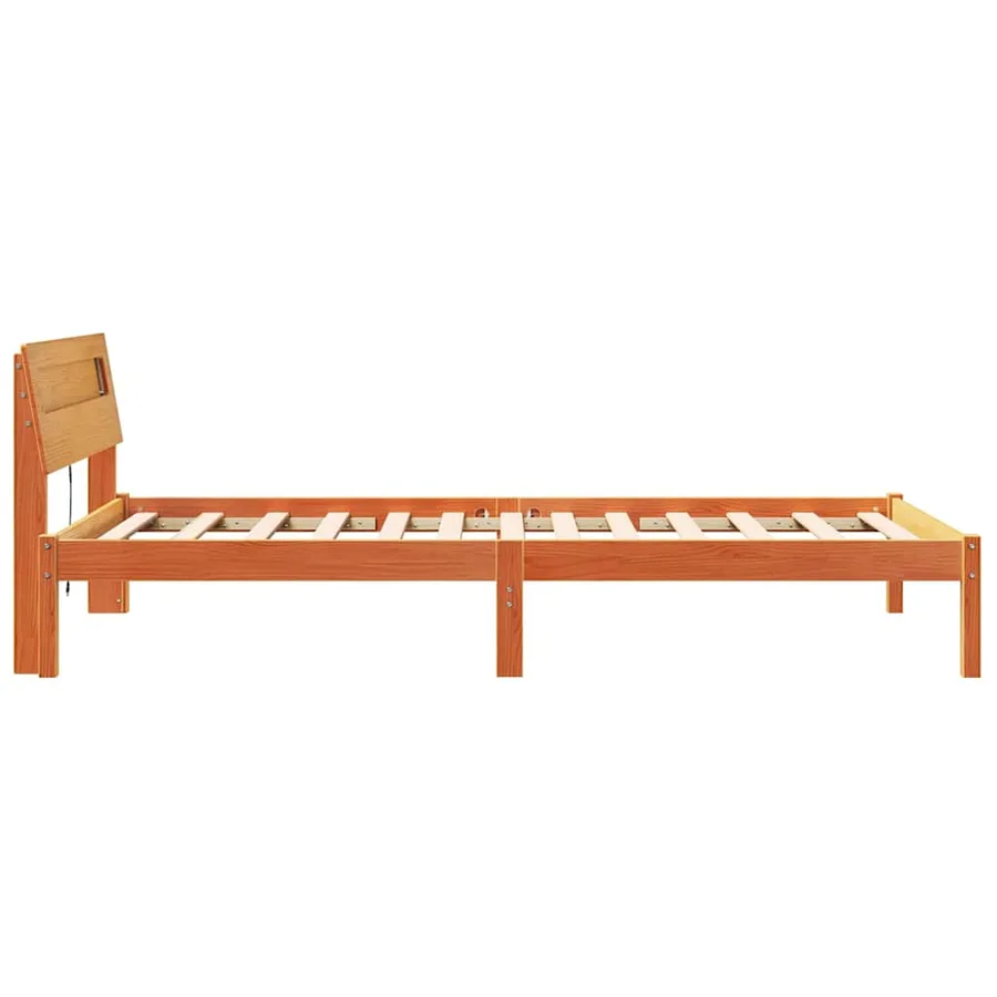 Cadre de lit avec tête de lit Brun cire 75 x 190 cm Pin massif - 6