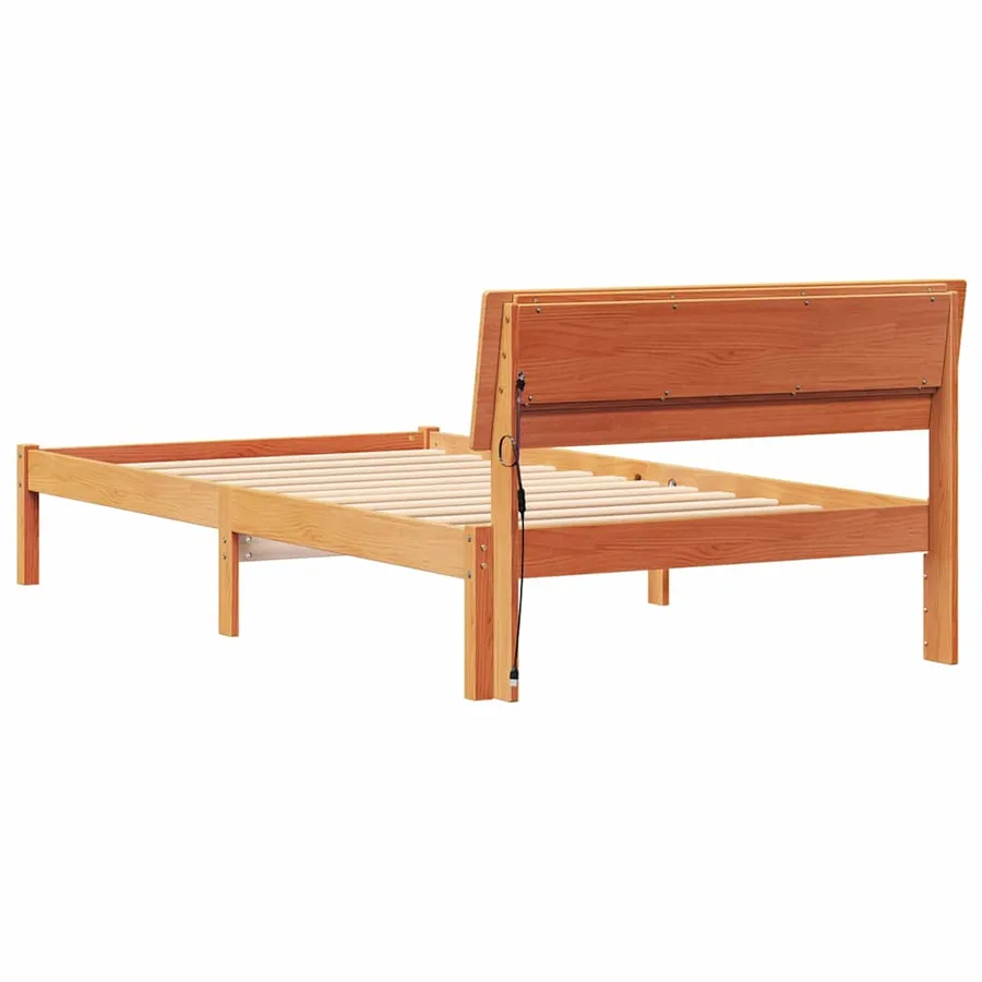 Cadre de lit avec tête de lit Brun cire 75 x 190 cm Pin massif - 7
