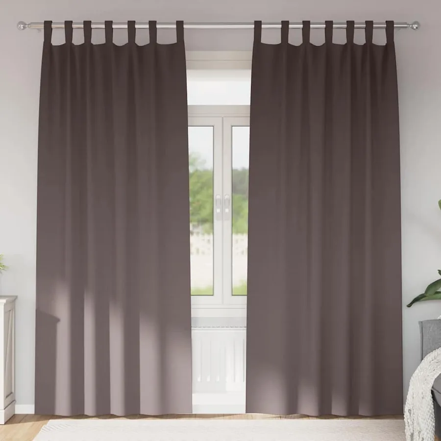 Rideaux occultants avec anneaux 2 pcs Marron foncé 260 x 140 cm