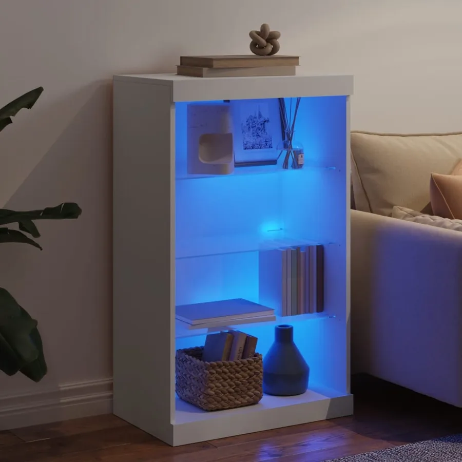 Buffet avec lumières LED blanc 60,5x37x100 cm - 4