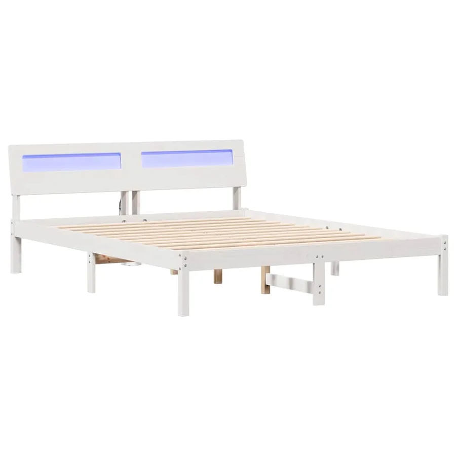 Cadre de lit avec tête de lit Blanc 150 x 200 cm Pin massif - 2
