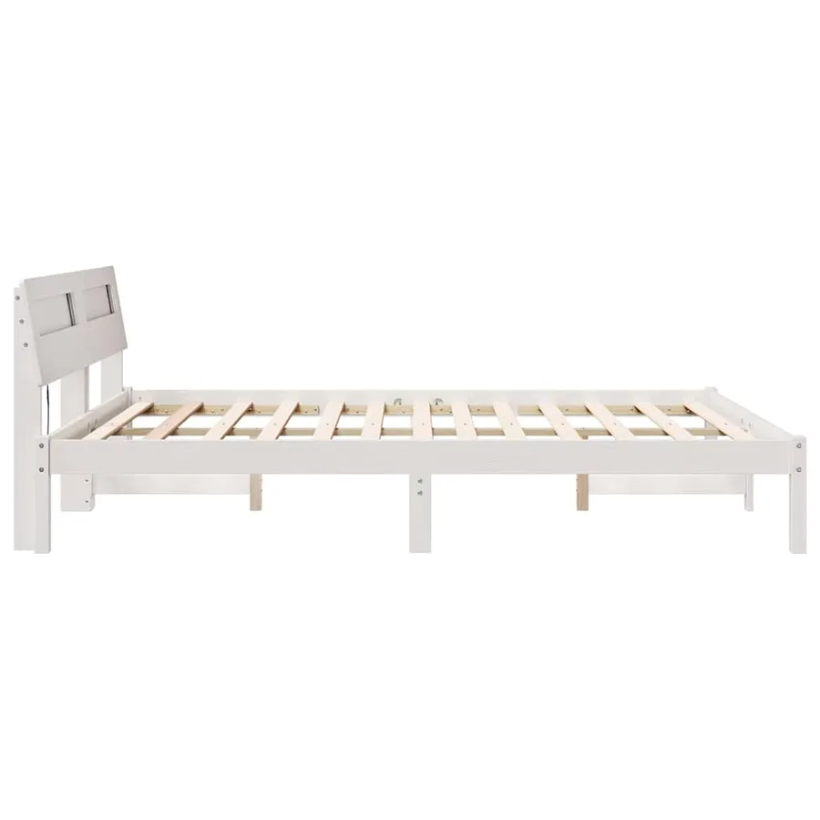 Cadre de lit avec tête de lit Blanc 150 x 200 cm Pin massif - 6