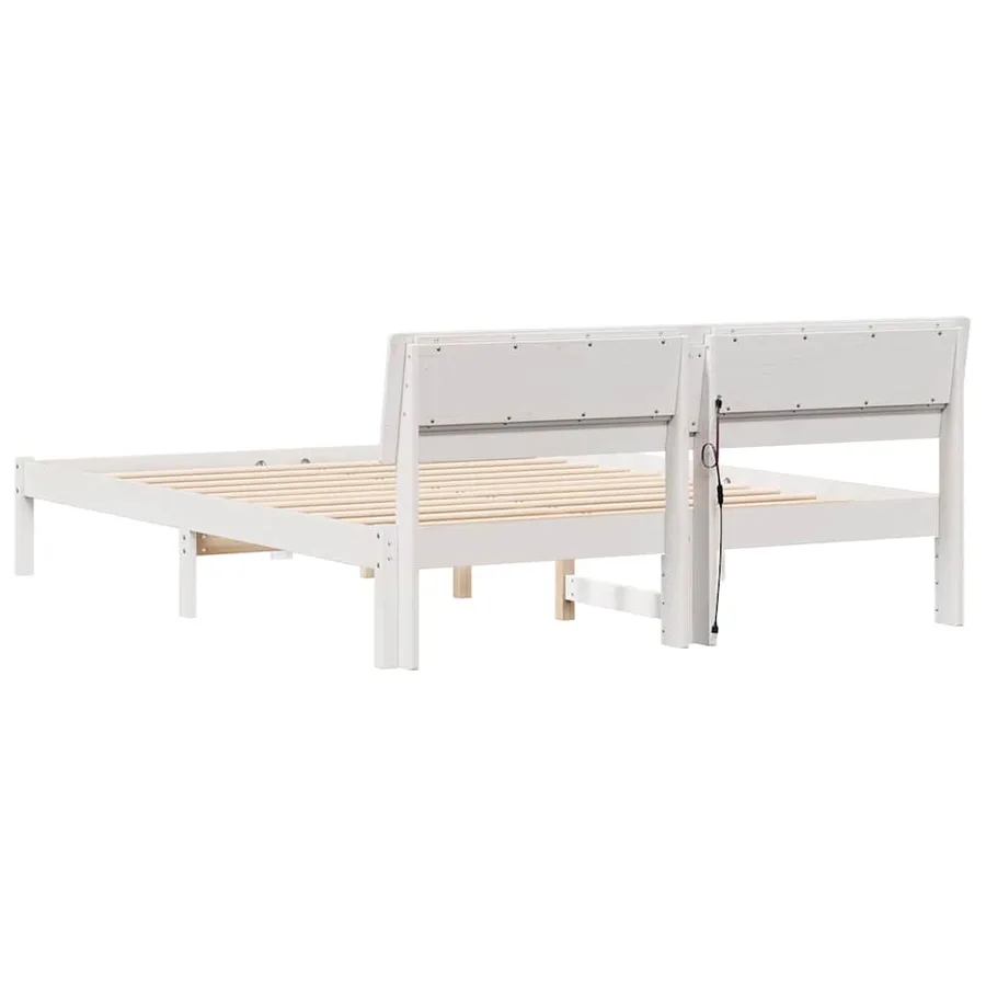 Cadre de lit avec tête de lit Blanc 150 x 200 cm Pin massif - 7