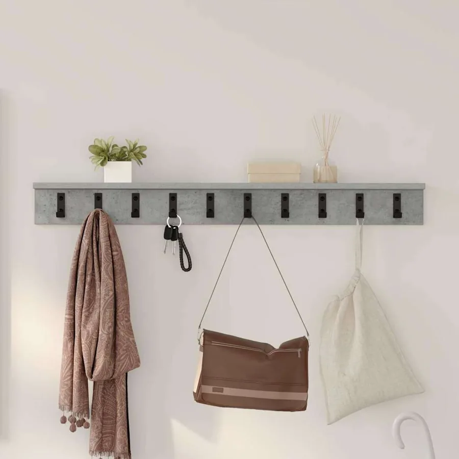 Porte-manteau mural Gris béton 100 x 10,5 x 10,5 cm