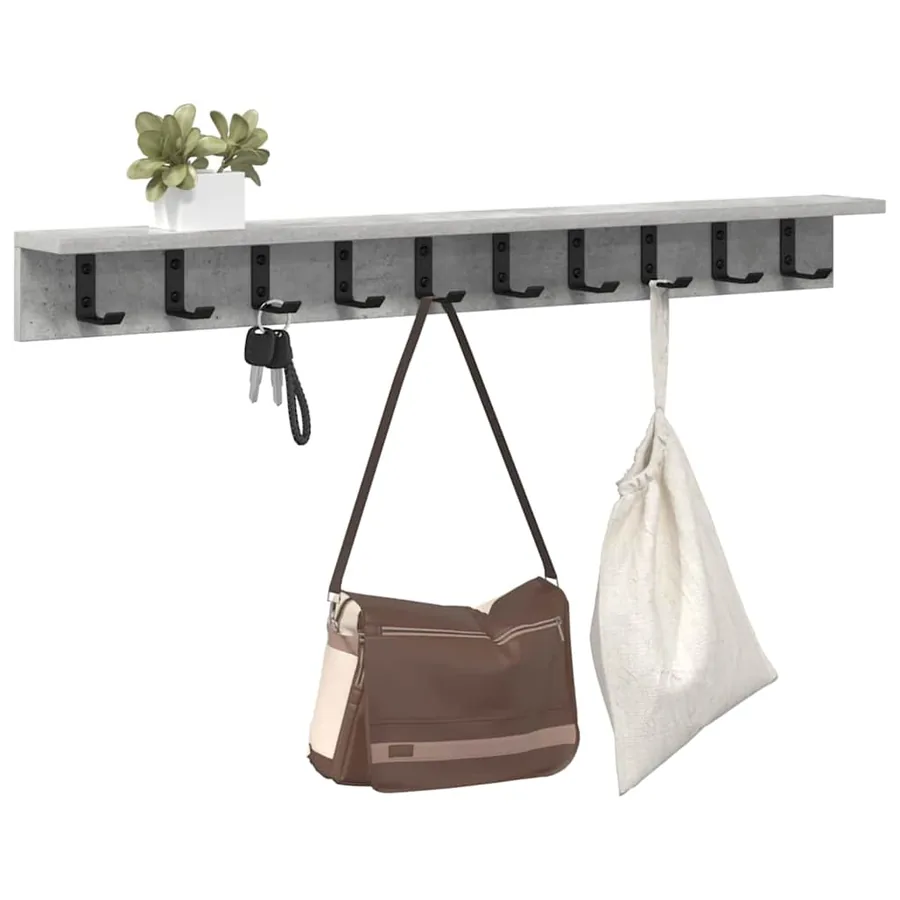 Porte-manteau mural Gris béton 100 x 10,5 x 10,5 cm - 3