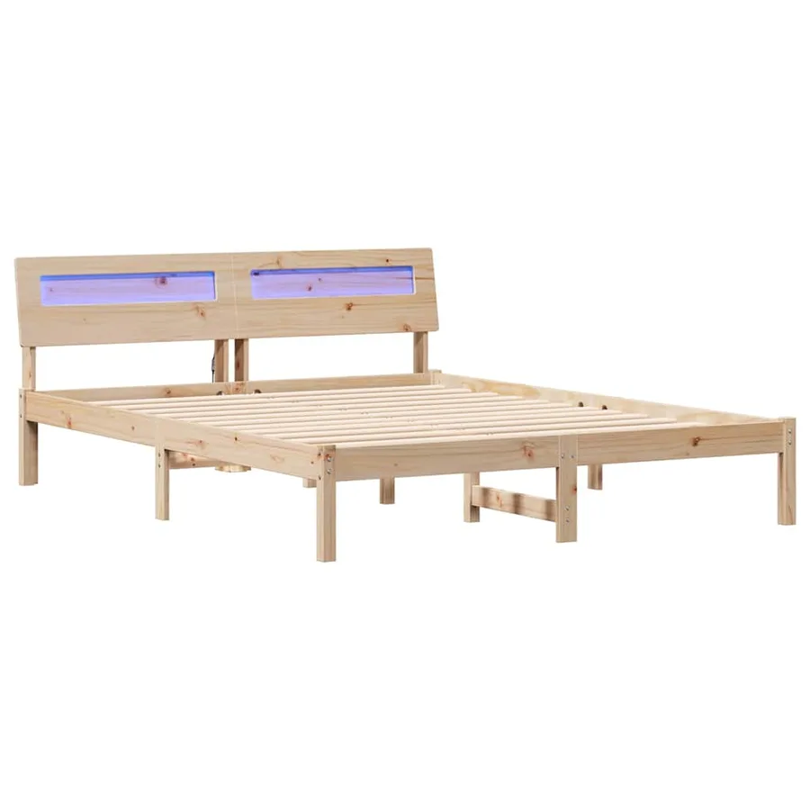 Cadre de lit avec tête de lit Marron 140 x 200 cm Pin massif - 2